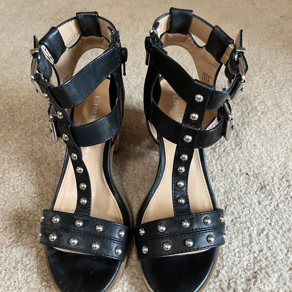 Express Black Studded Sandals